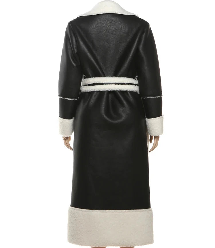 Faux Leather Trench Coat