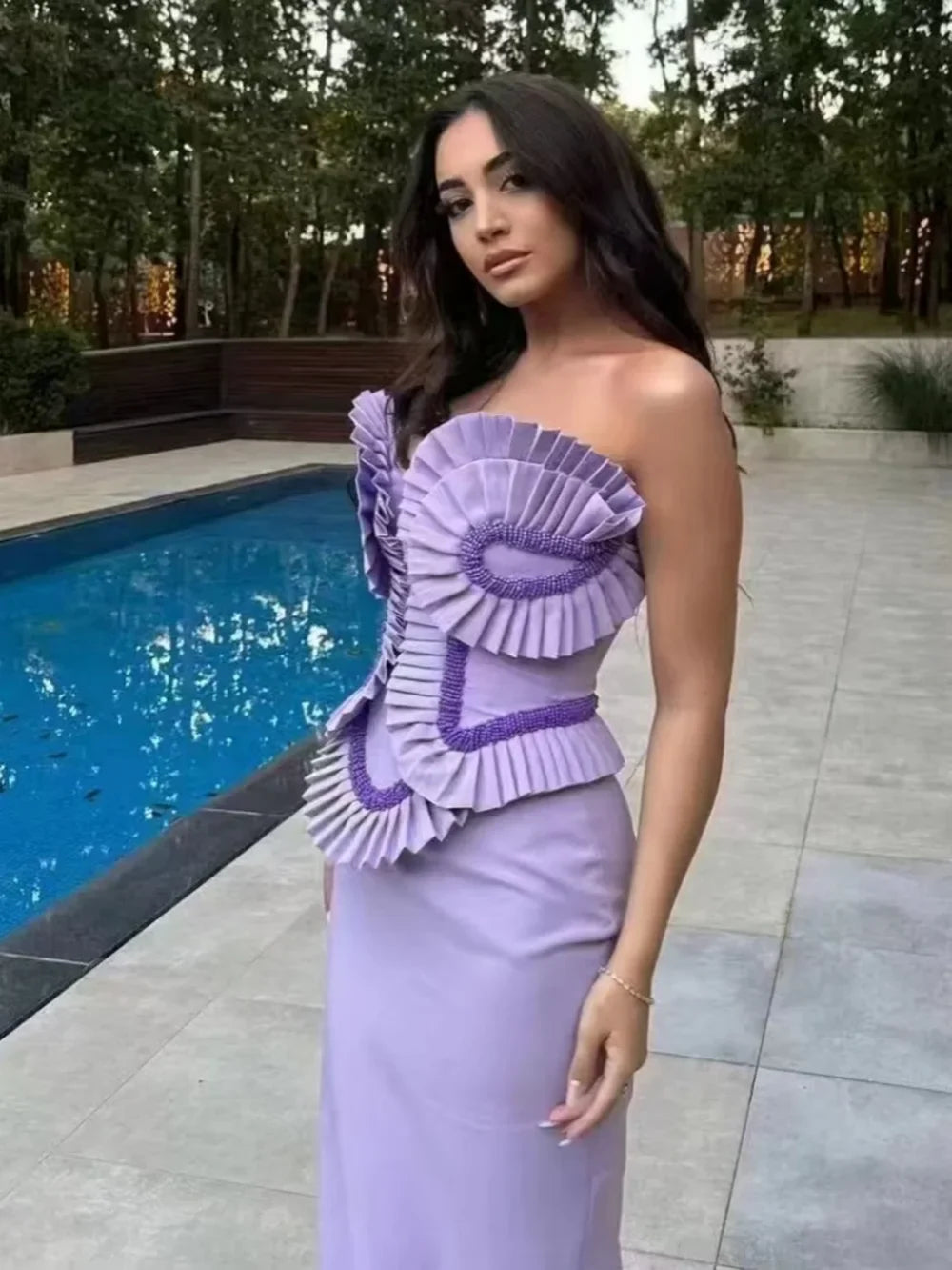 Arana Ruffles Bandage Maxi Dress