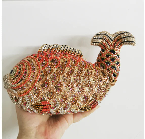 Fish Rhinestone Clutch Bag
