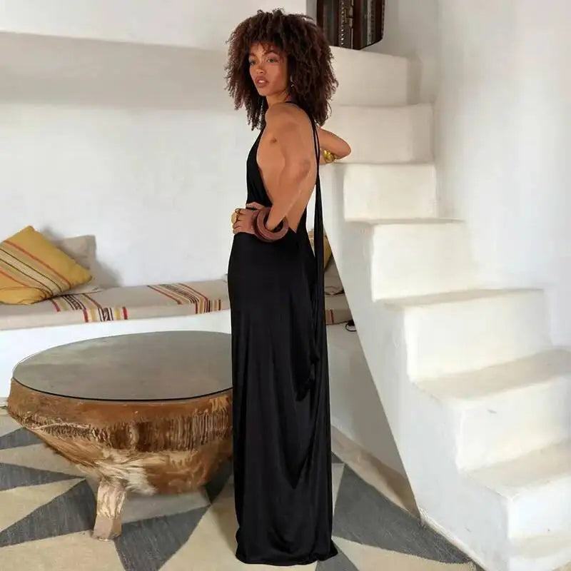 Liza Backless Draped Maxi Dress