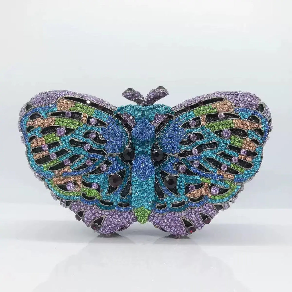 Butterfly Shaped Rhinestone Clutch Bag