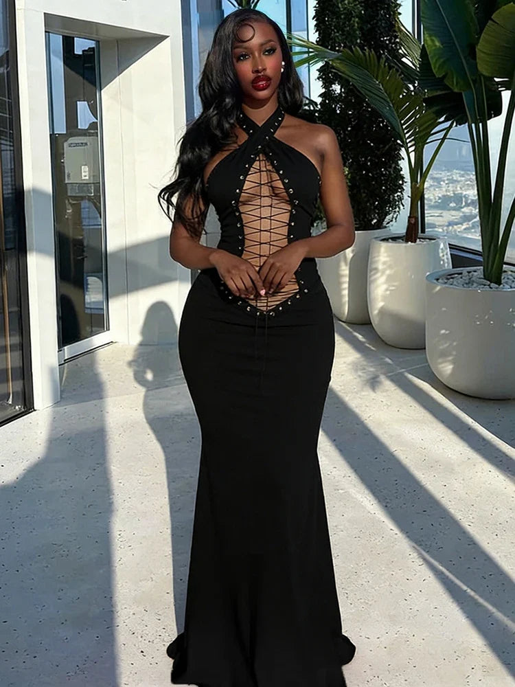 Cross Bodycon Maxi Dress
