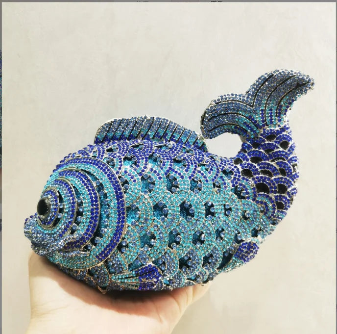 Fish Rhinestone Clutch Bag