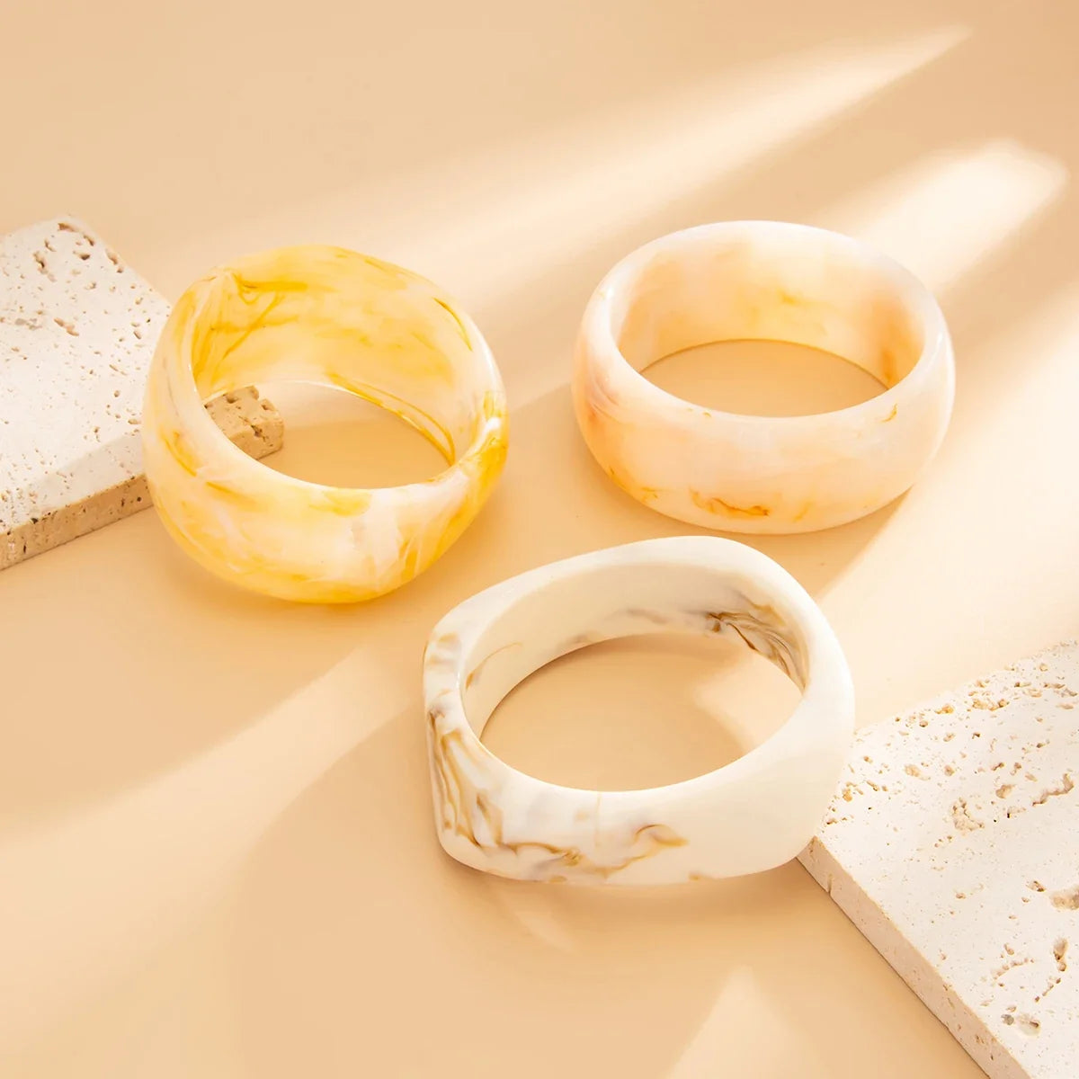 3Pcs Vintage Resin Bangle Bracelet