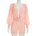 Cold Shoulder Sheer Mini Dress