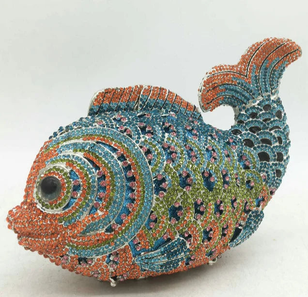 Fish Rhinestone Clutch Bag