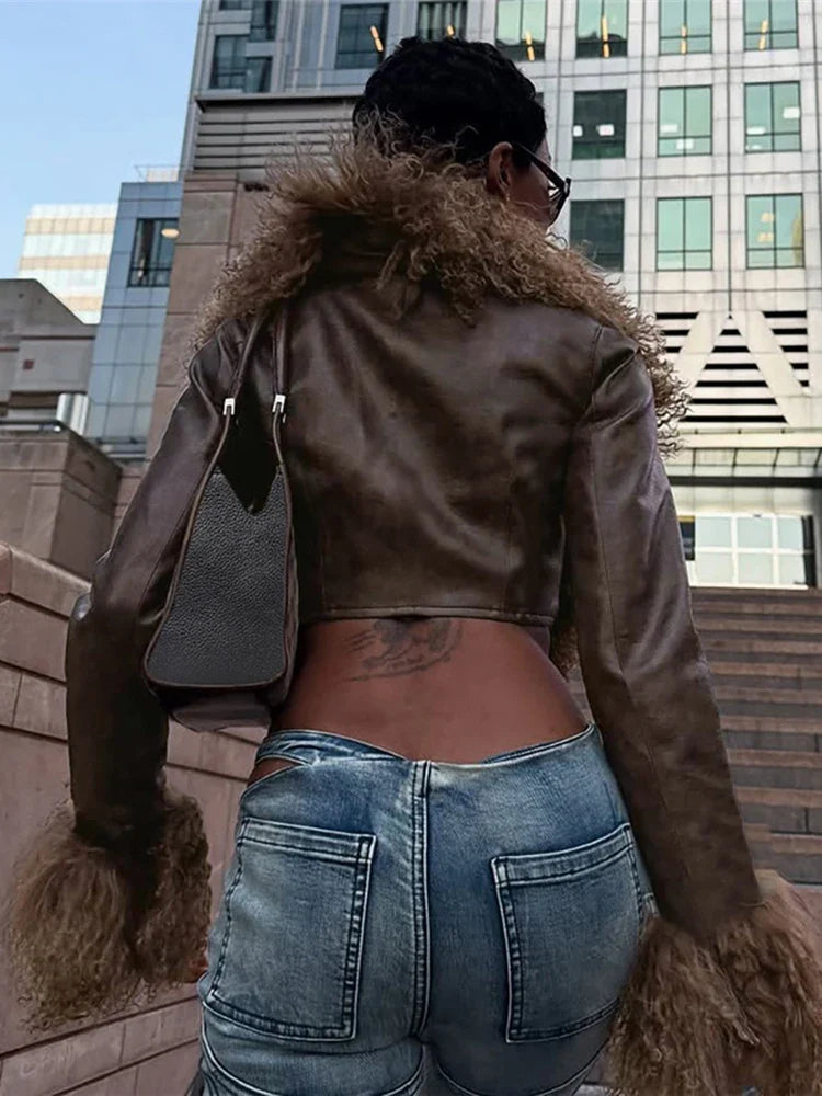 Fur V-Neck Crop Top