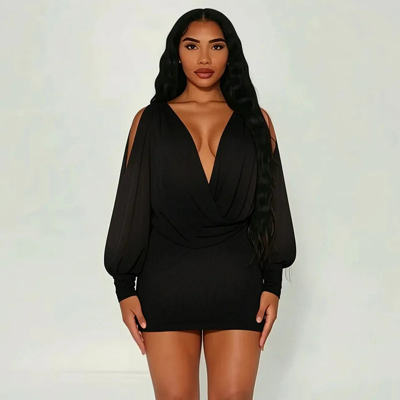 Cold Shoulder Sheer Mini Dress