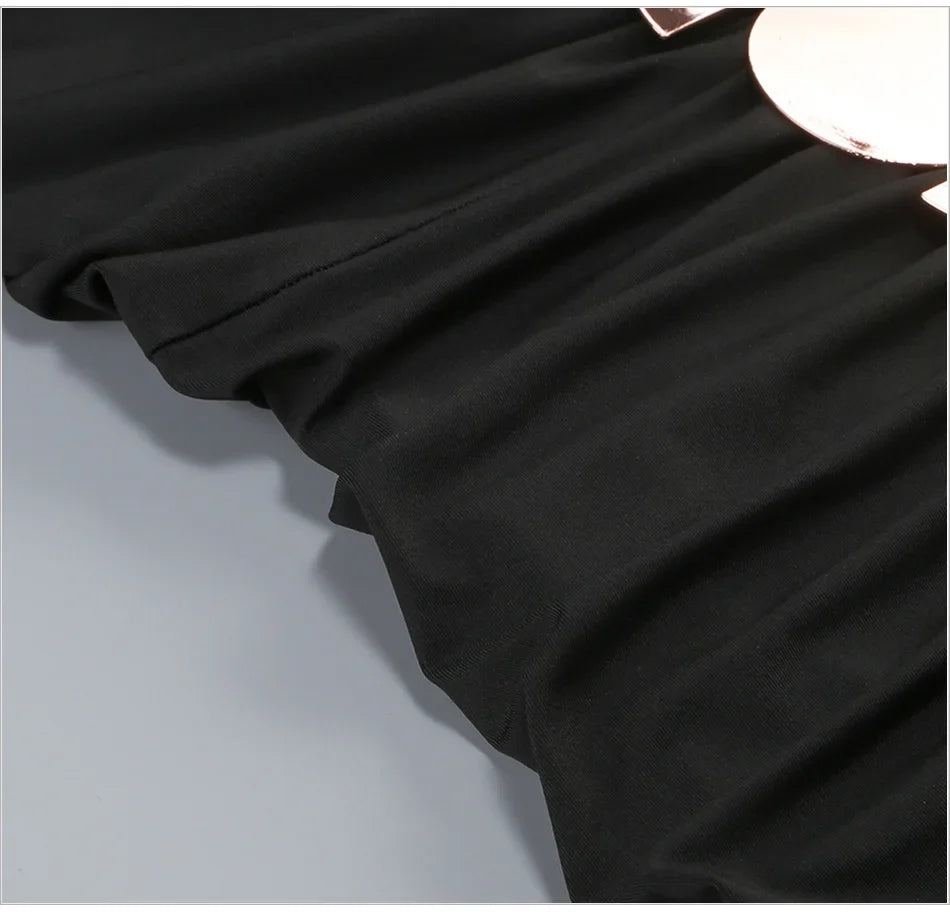 Metallic Discs Pleated Bodycon Dress