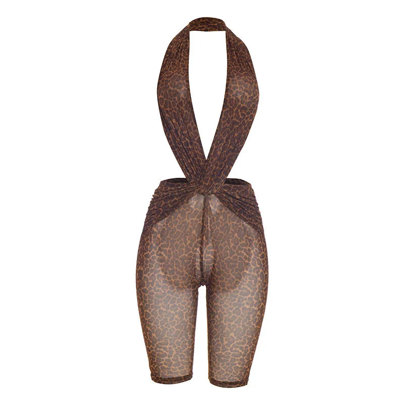 Ella Leopard Mesh Romper