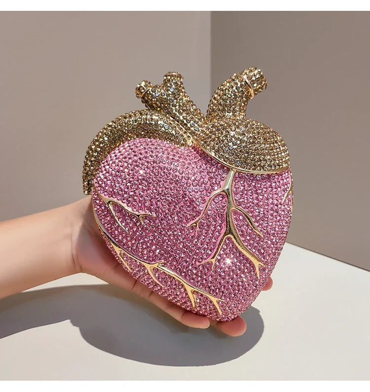 Heart Rhinestone Clutch Bag