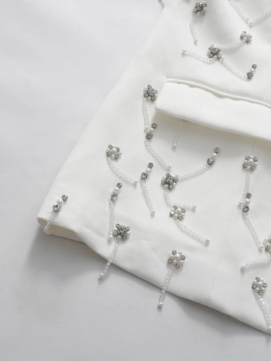 Chic Beaded Blazer Pants Set