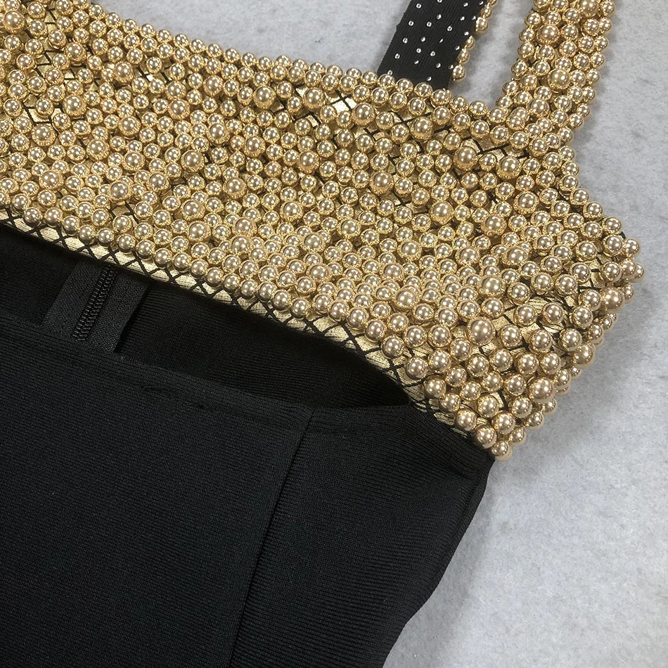 Pearls Embellished Bandage Dress