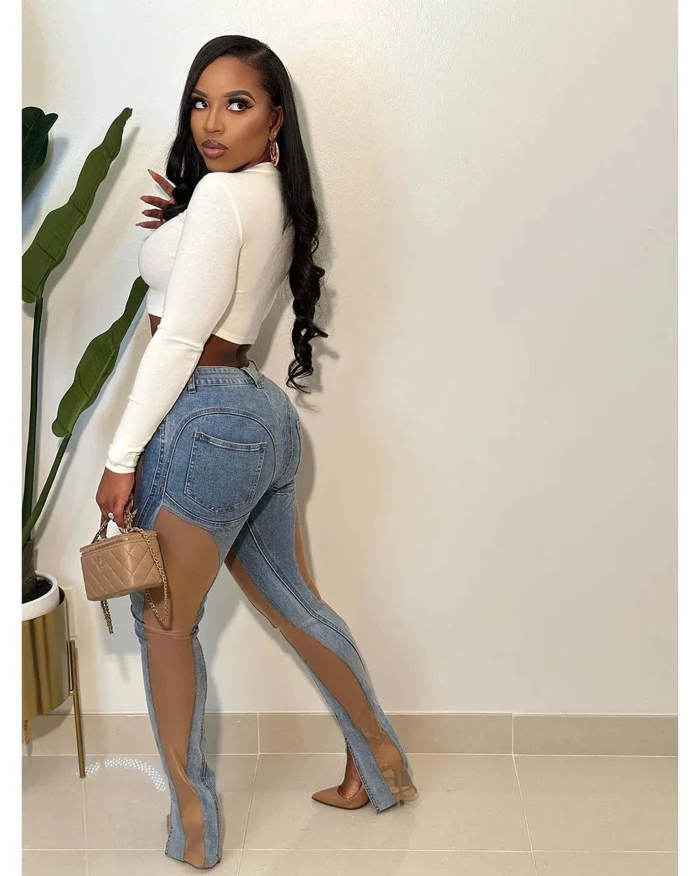 Faya Mesh High Waist Jeans