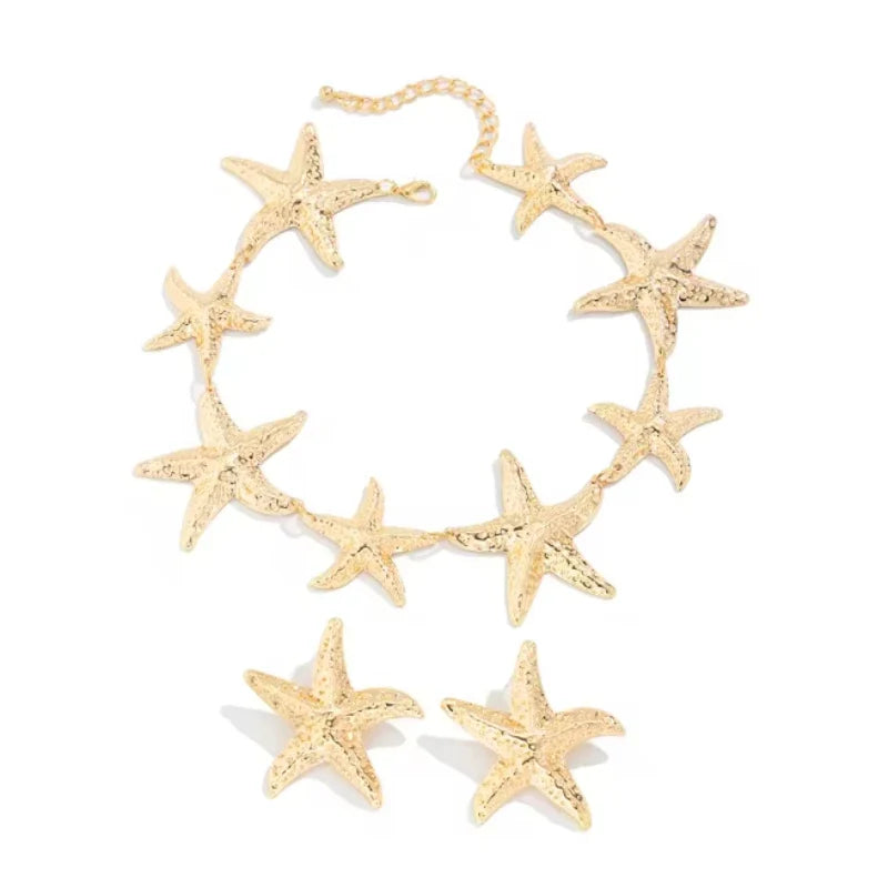 Bohemian Starfish Necklace Set