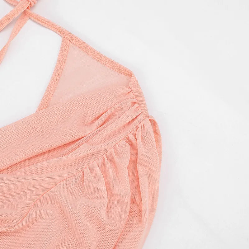 Cold Shoulder Sheer Mini Dress
