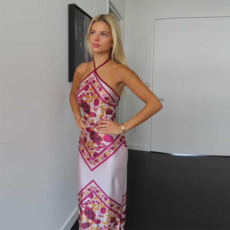 Esther Floral Satin Maxi Dress