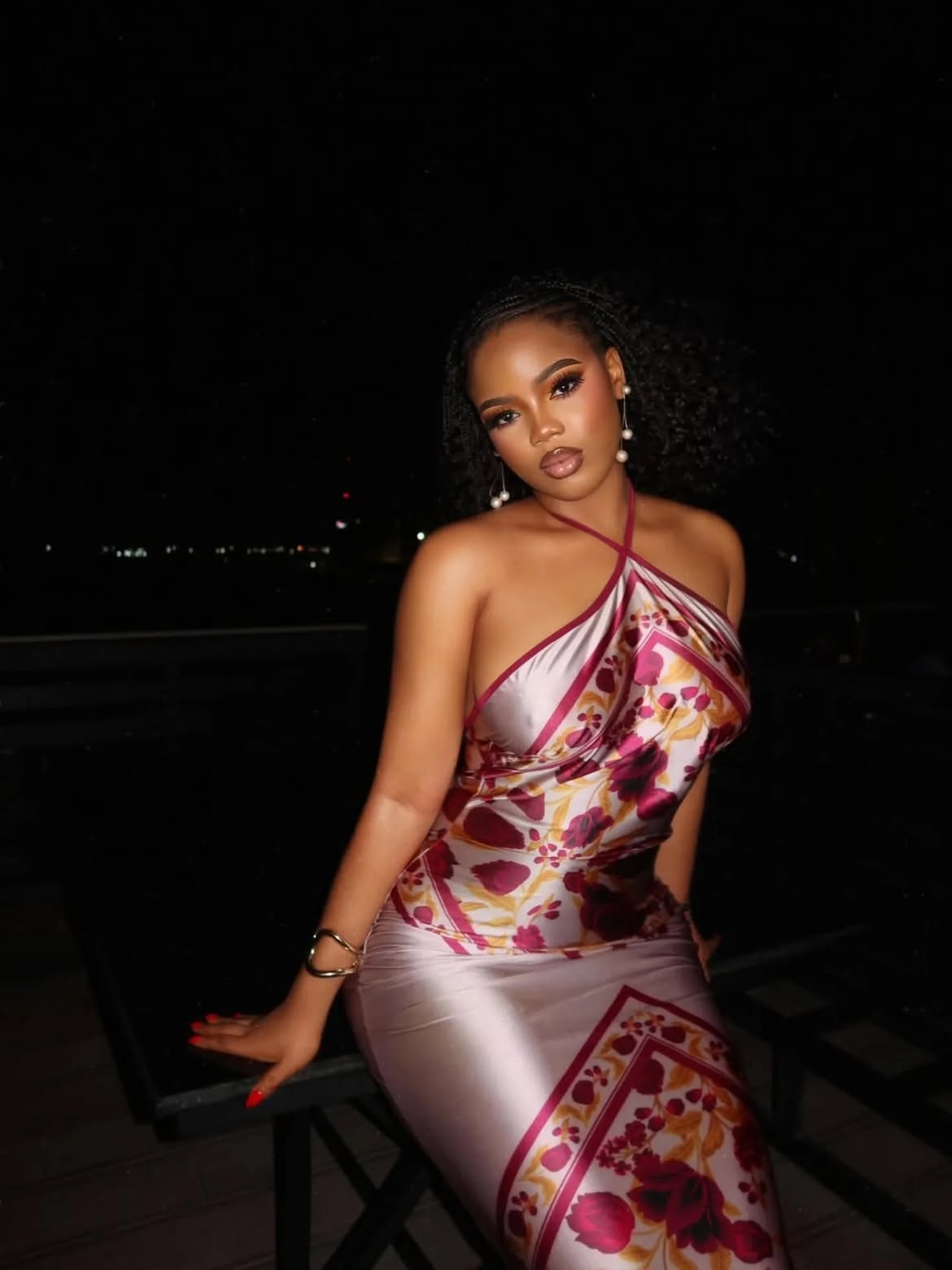Esther Floral Satin Maxi Dress