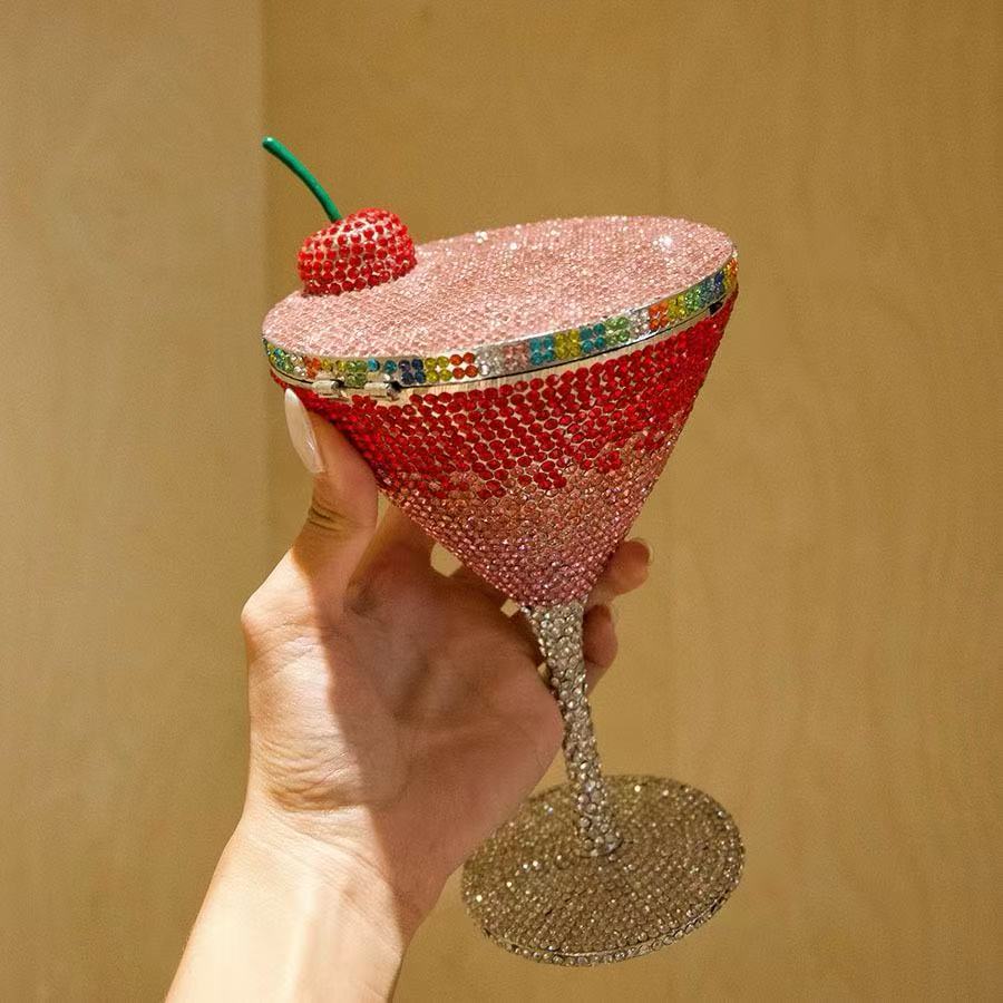 Cherry Goblet Rhinestone Clutch Bag