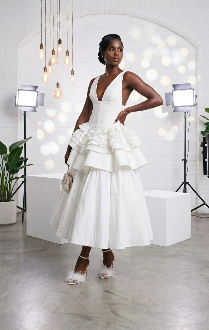 Jenae Puff Midi Dress
