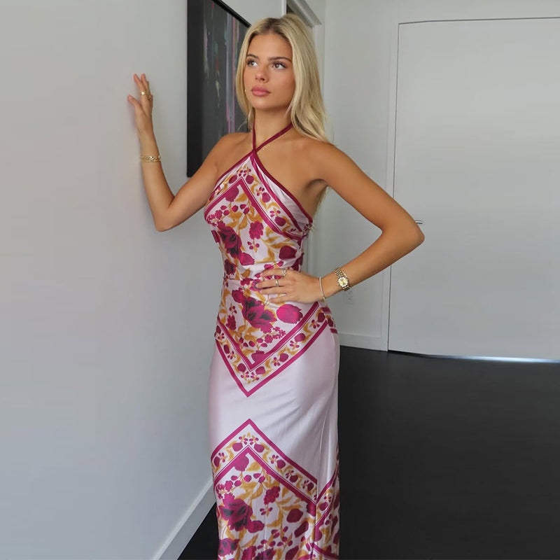 Esther Floral Satin Maxi Dress