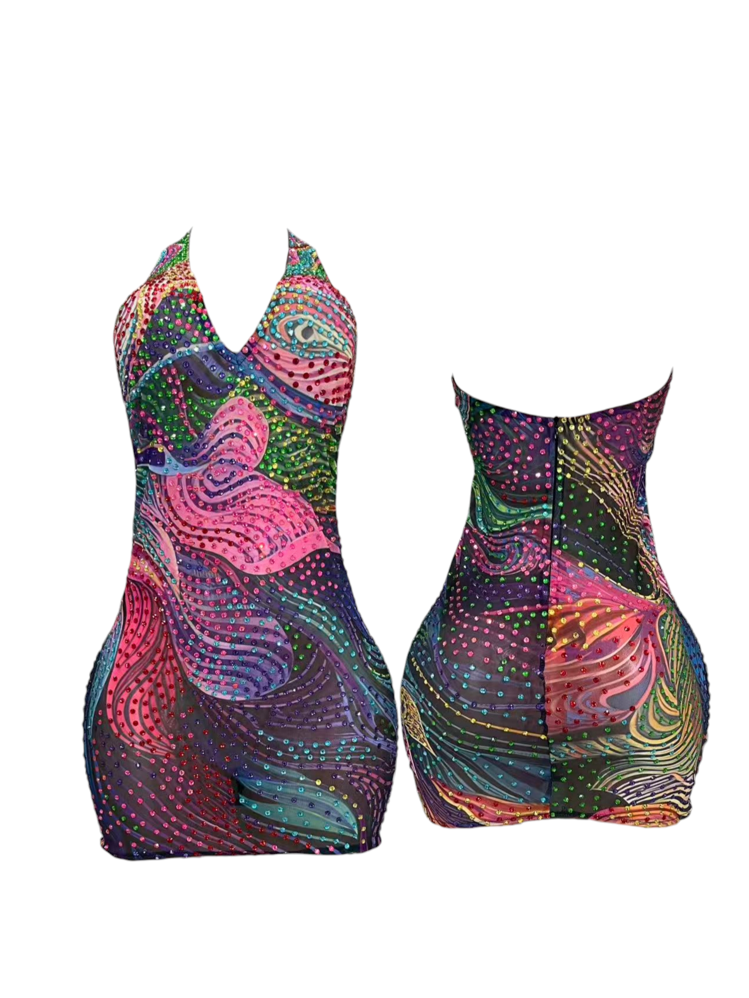 Luxe Rhinestone Mesh Maxi Dress