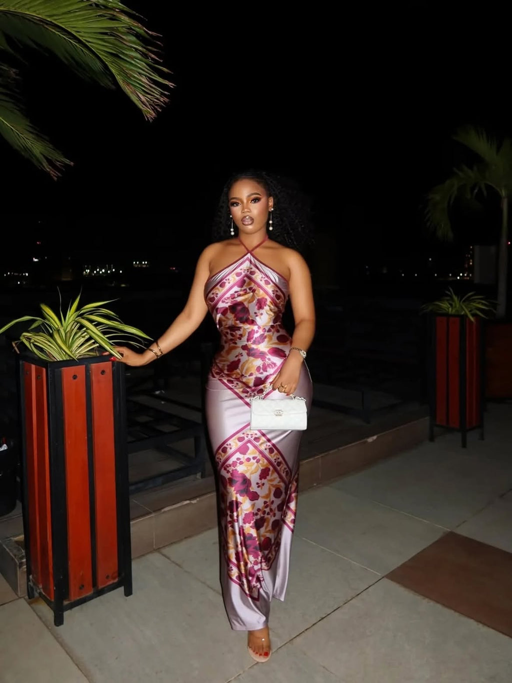 Esther Floral Satin Maxi Dress