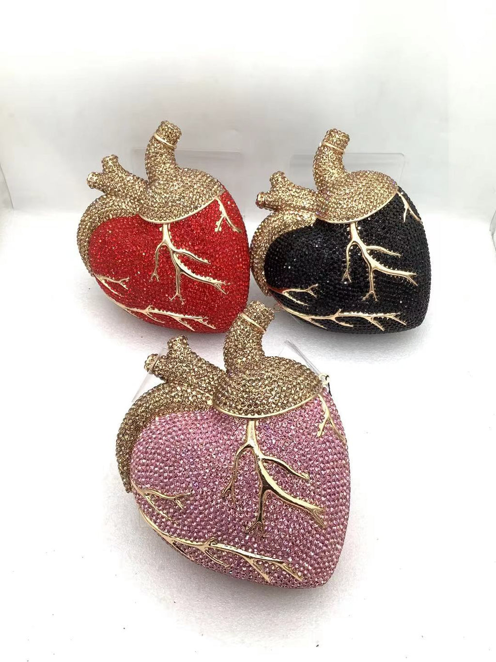 Heart Rhinestone Clutch Bag