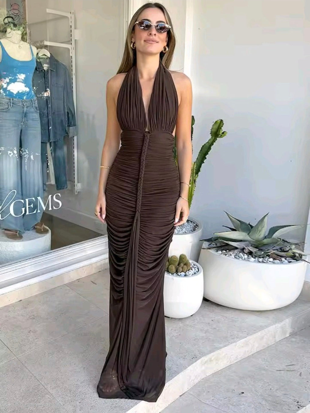 Maria Ruched Maxi Dress