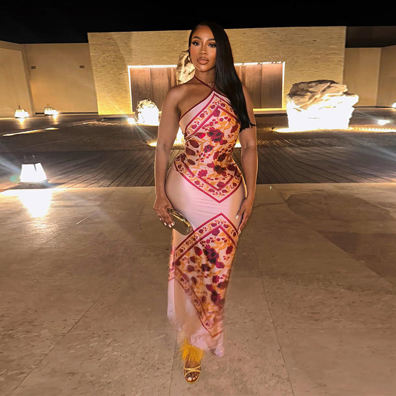 Esther Floral Satin Maxi Dress