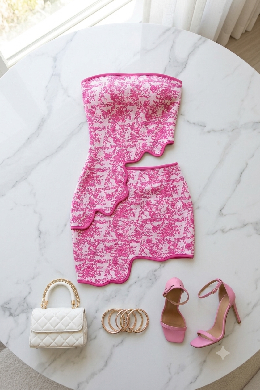 Irene Asymmetrical Bandage Skirt Set