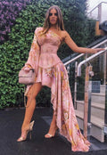 Floral Corset One Shoulder Dress
