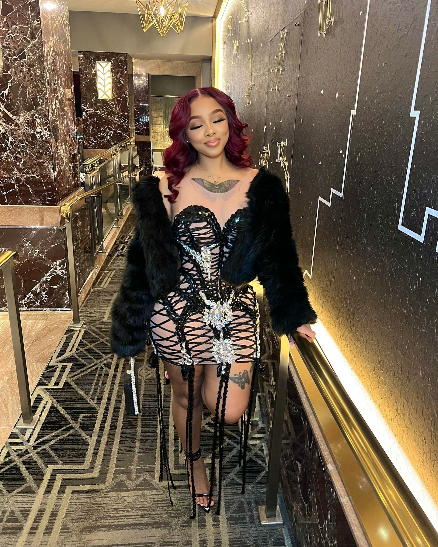 Goddess Sequin Embroidered Mini Dress