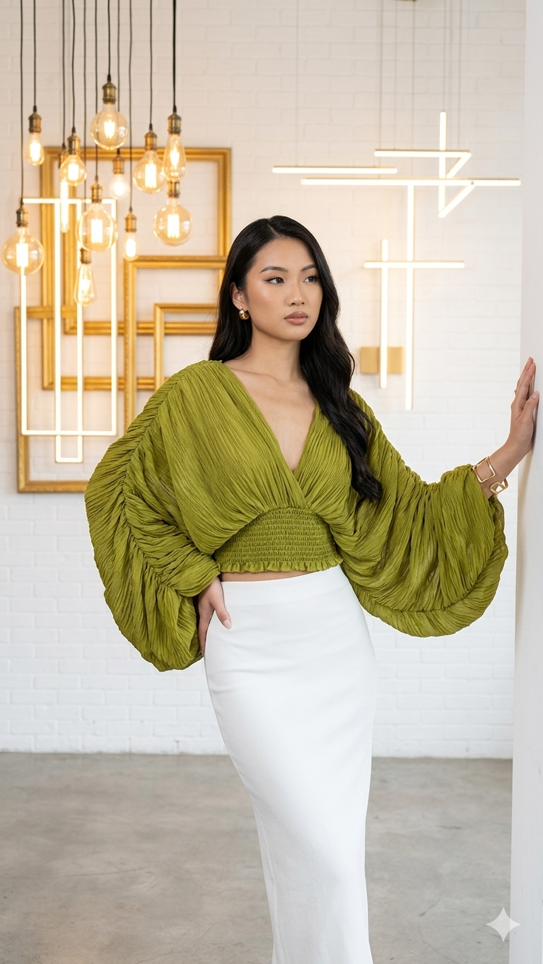 Chiffon Puff Sleeve Top
