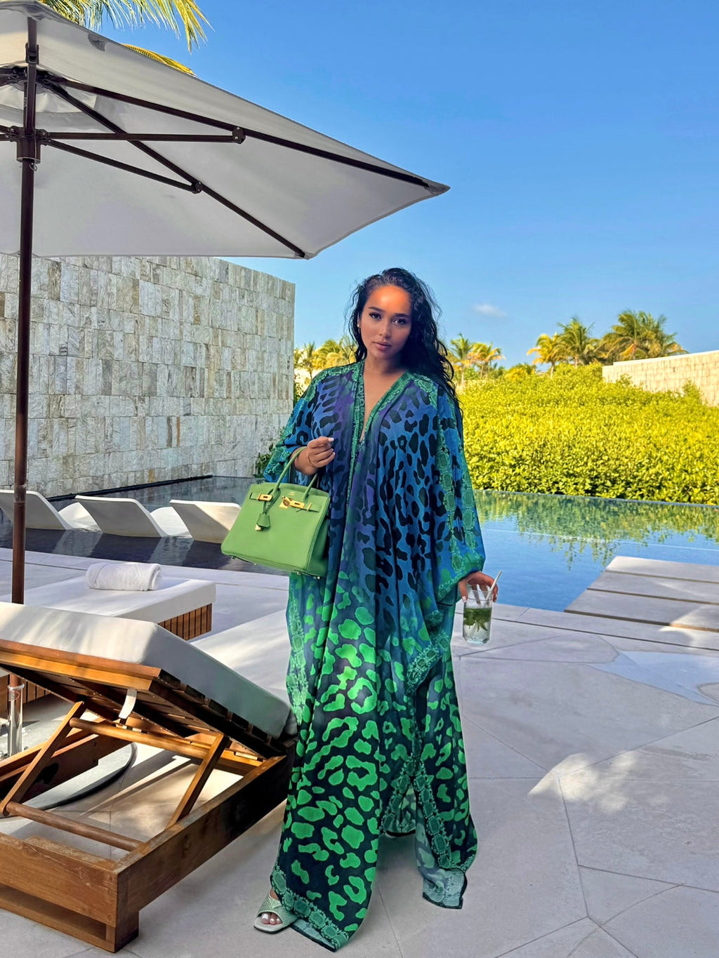 Kimono Chiffon Kaftan Maxi Dress