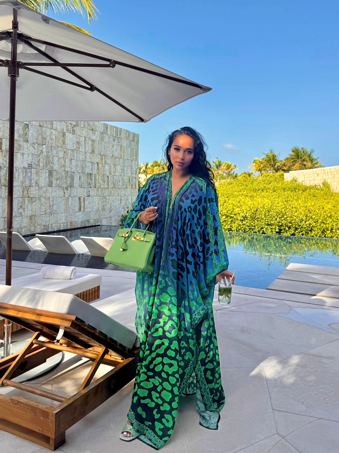 Kimono Chiffon Kaftan Maxi Dress