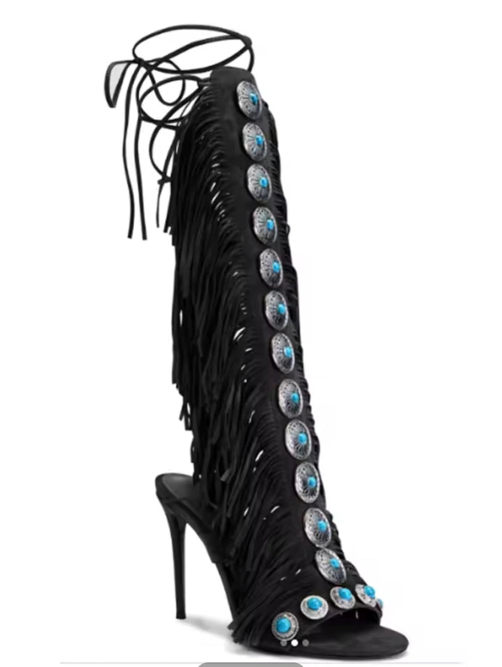 Cowgirl Suede Tassel High Heels
