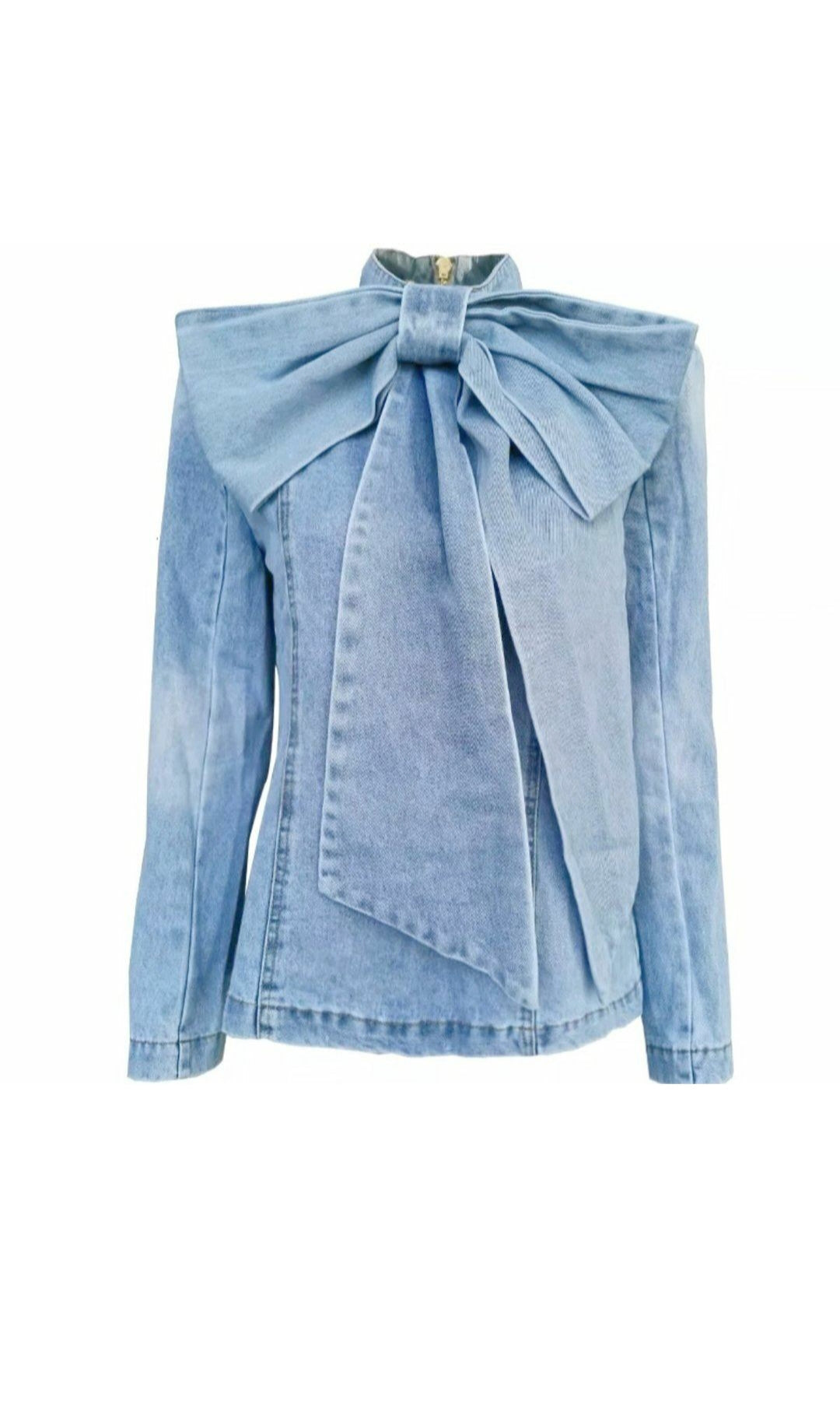 Elegant Bowknot Denim Blouse
