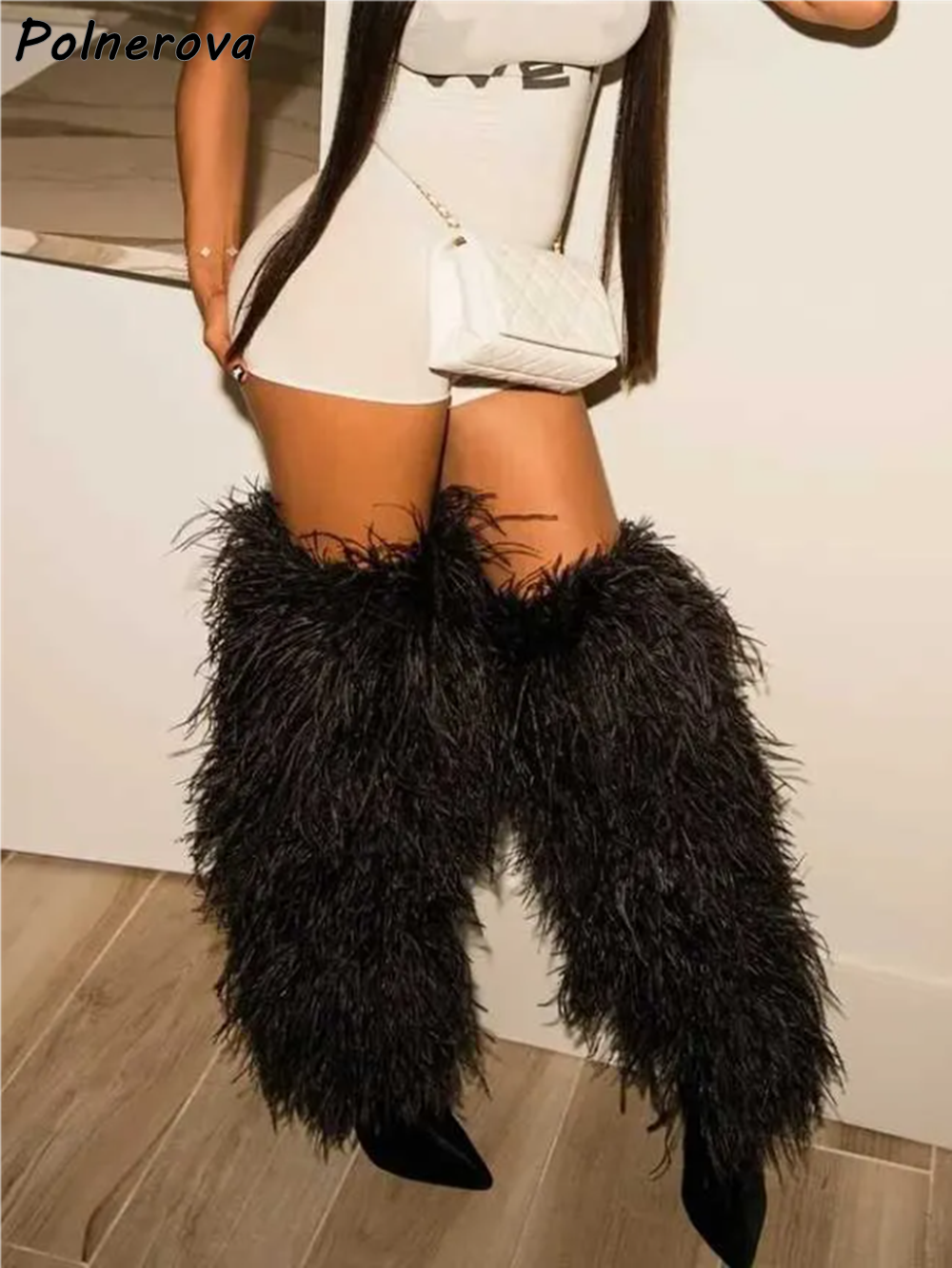 Furry Pointy Toe Boots