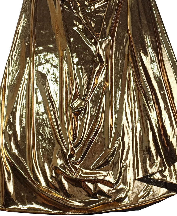 Gold Metallic Ruched Maxi Dress