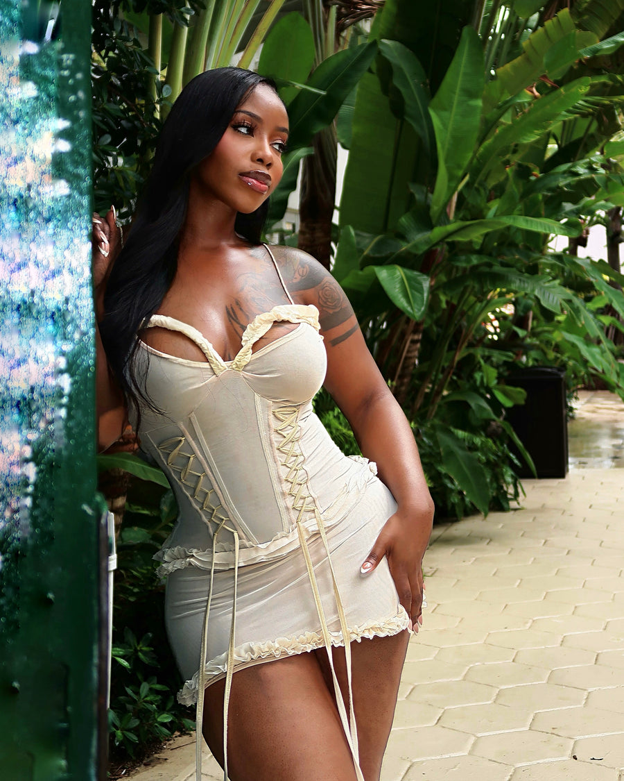 Neka Ruffles Mesh Mini Dress
