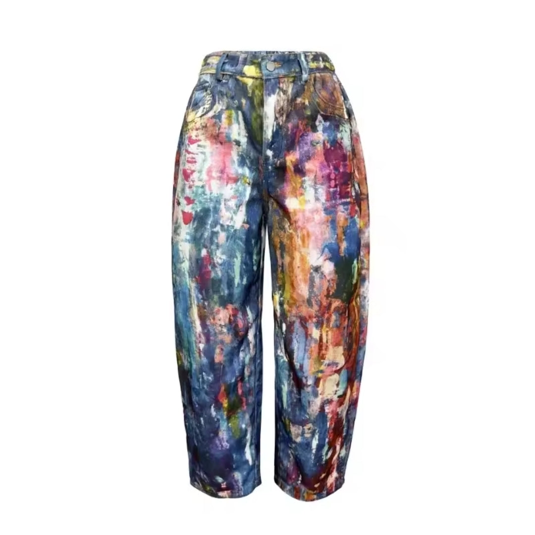 Leather 3D Print Pants