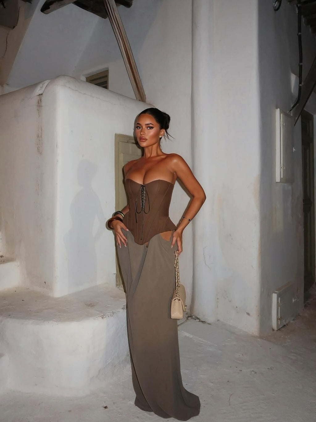 Elissa Corset Mesh Maxi Dress