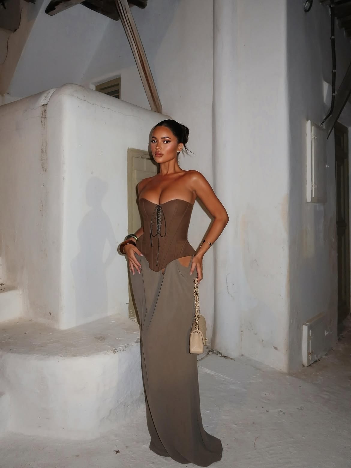 Elissa Corset Mesh Maxi Dress