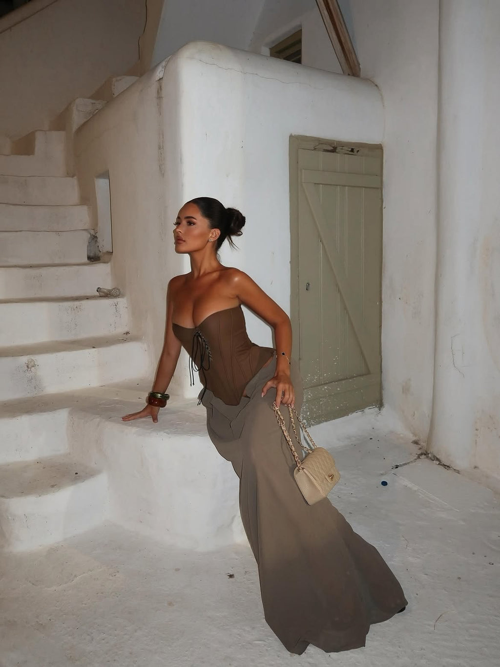 Elissa Corset Mesh Maxi Dress