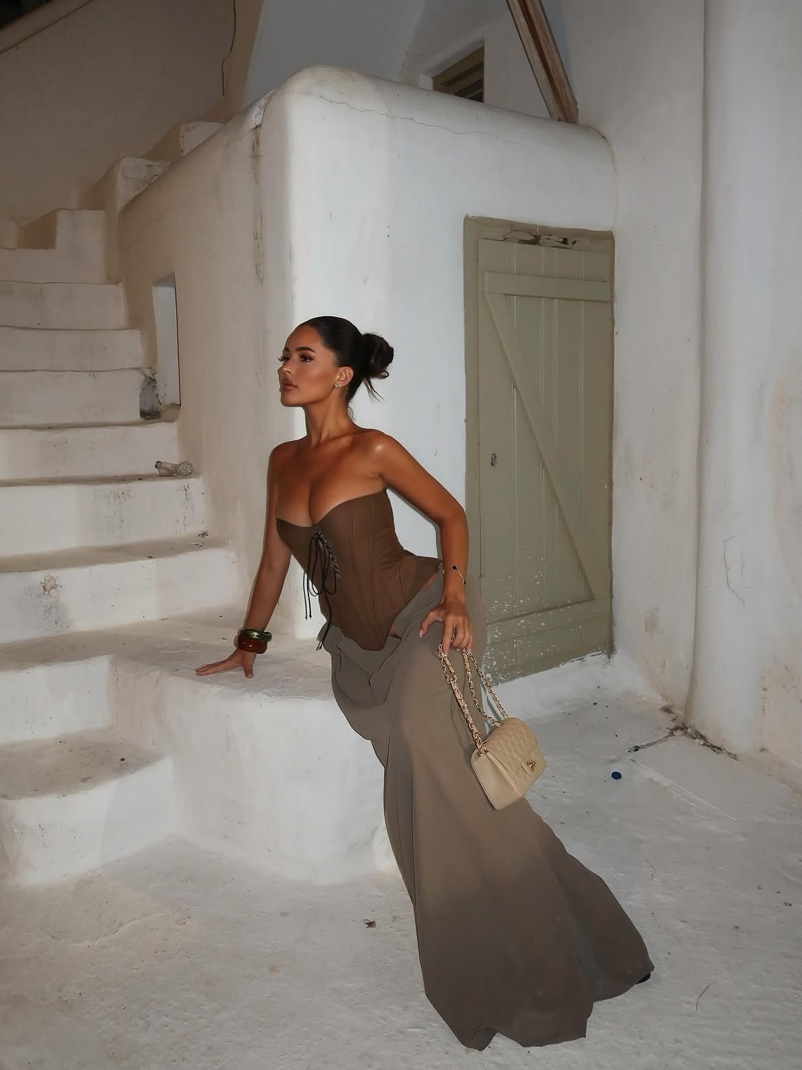 Elissa Corset Mesh Maxi Dress