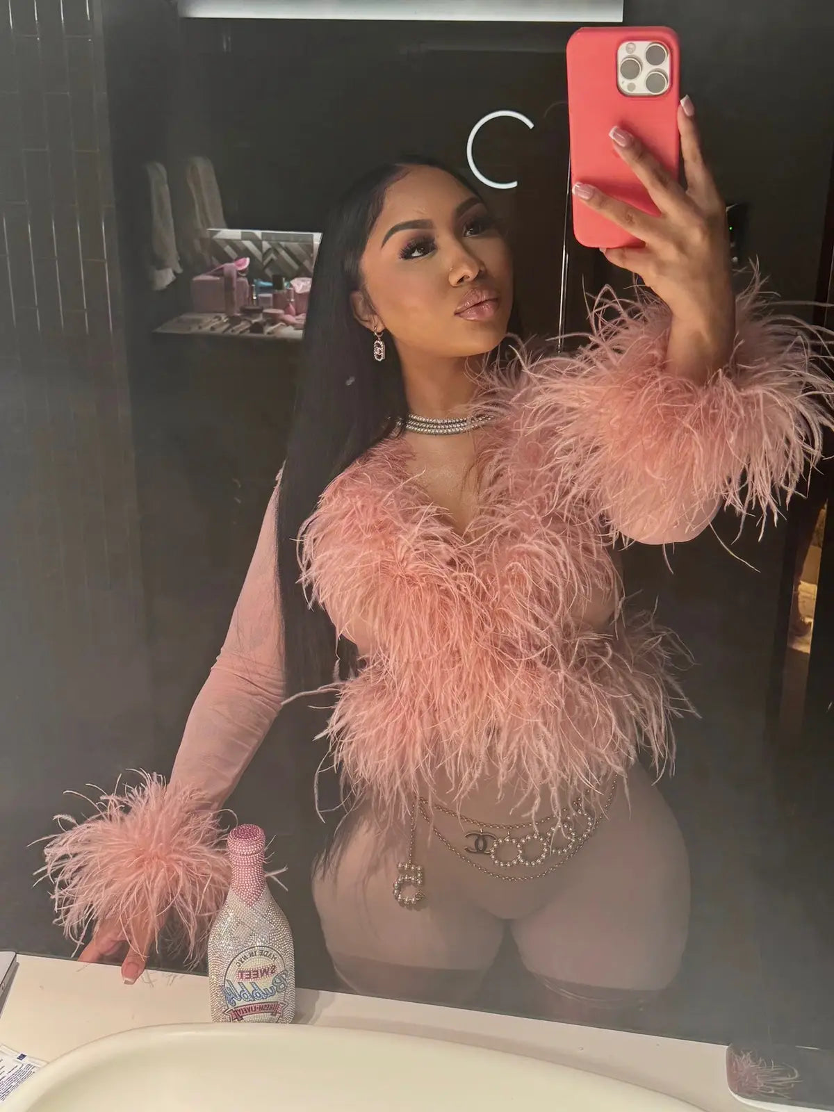 Lya Mesh Feather Blouse