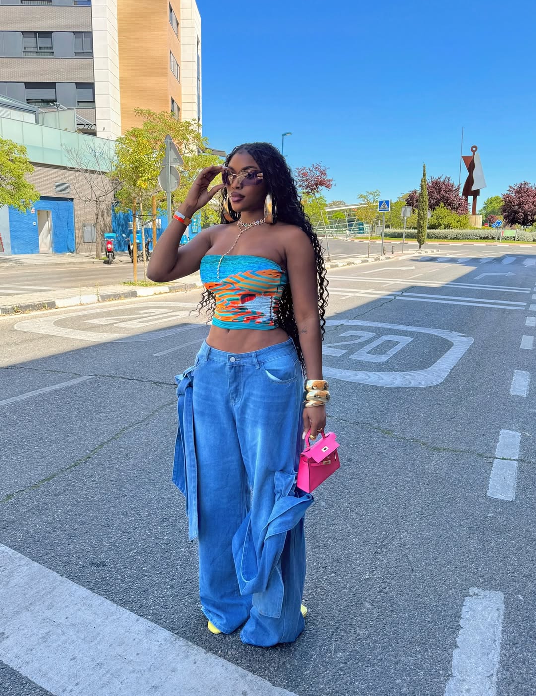 Bow Wrap Denim Set