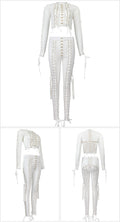 Diva Lace Up Mesh Pants Set (white)