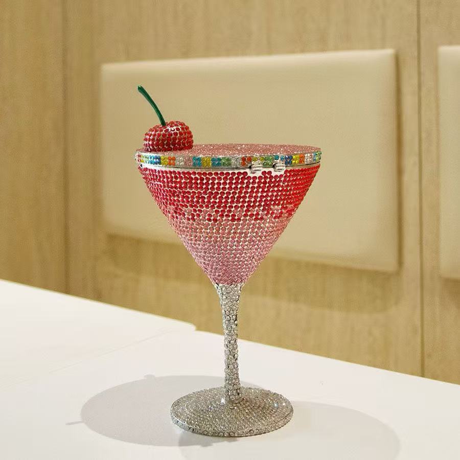 Cherry Goblet Rhinestone Clutch Bag